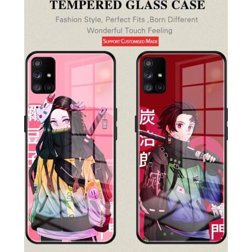 Demon Slayer Kamado NezukoTanjirou Tempered GIass Case Anti-Drop cover For Samsung A71 A51 4G 5G A20 A30 A40 A50 A70 A81 A91 A11