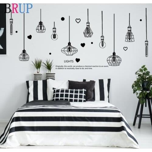 226*97cm Black Chandelier Wall Stickers Light Bulb Home Decor for Living Room Bedroom Art DIY Vinyl Wall Decals Removable