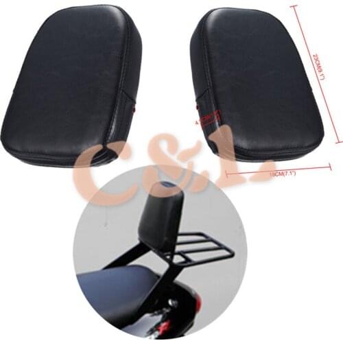 Black Rectangular Backrest Sissy Bar Cushion Pad Fit For Harley Kawasaki Suzuki Honda BMW