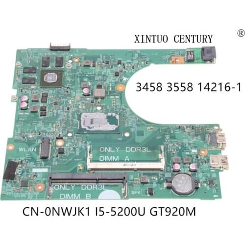 CN-0NWJK1 0NWJK1 NWJK1 For Dell Inspiron 3558 3458 Laptop motherboard 1XVKN 14216-1 SR23Y i5-5200U N16V-GM-B1 100%tested working