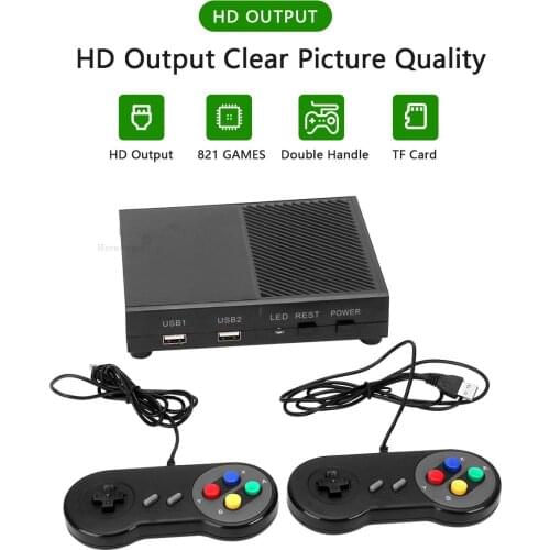 RS-95 Mini 4KHD Game Console HD Output Wired Controller Retro Video TV Home Game Player Box Built-in 821 Games Support TF Card