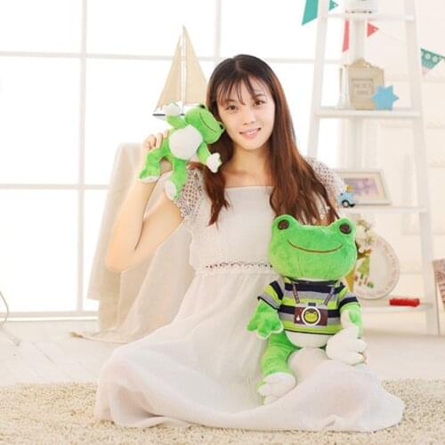 25cm/50cm Lovely Frog Plush Toy Soft Cartoon Dressed Frog Stuffed Animal Doll Kids Sleeping Toys Children Birthday Presents