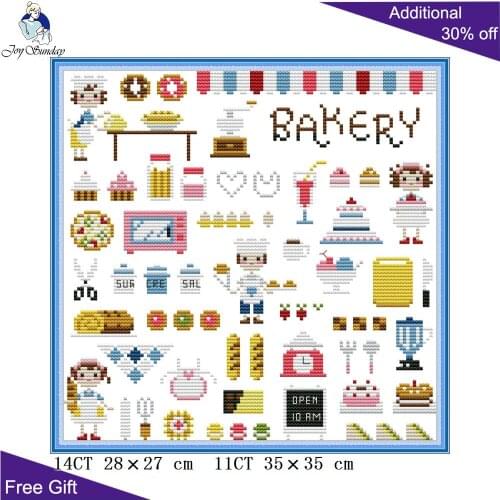 Joy Sunday Bakery FA107 Counted and Stamped Home Decor Dessert Coffee Juice Baking Needlework Needlepoint Cross Stitch kits