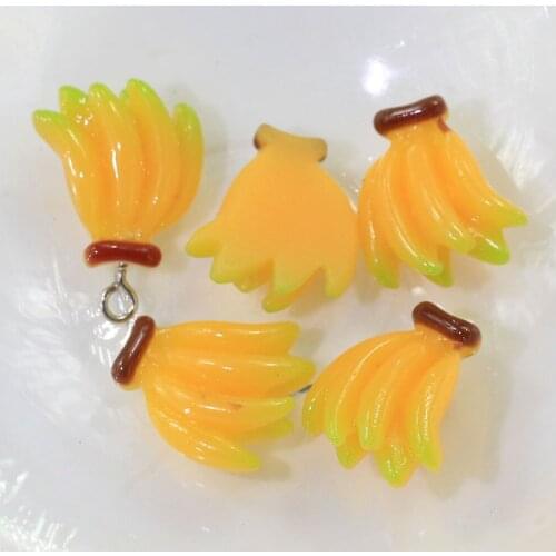 100/50pcs Banana Resin Flatback Cabochon - 20mm - Yellow - Kitsch - Tropical - Fruit Cabs - Decoration - Kawaii