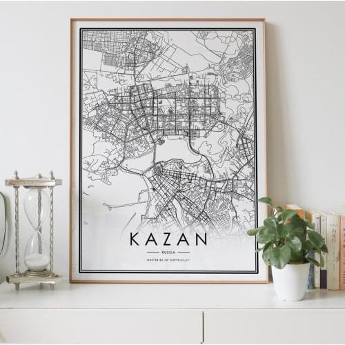 KAZAN city map Nordic Living Room Decoration Canvas Poster Modern Home Decor Art Print Painting