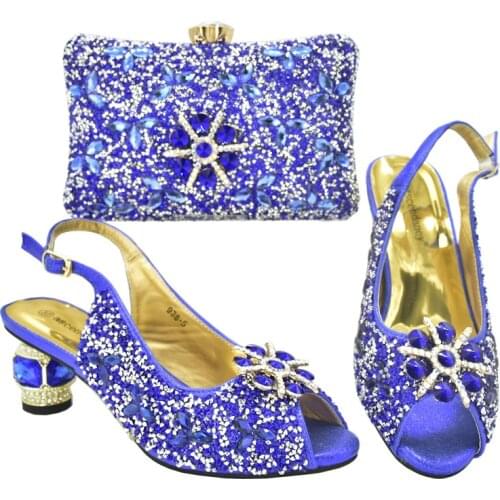 2020 Super High Heel Blue African Designer Shoes And Bag Set To Match Italian Party Shoes With Matching Bags Set FREE SHIPPIN