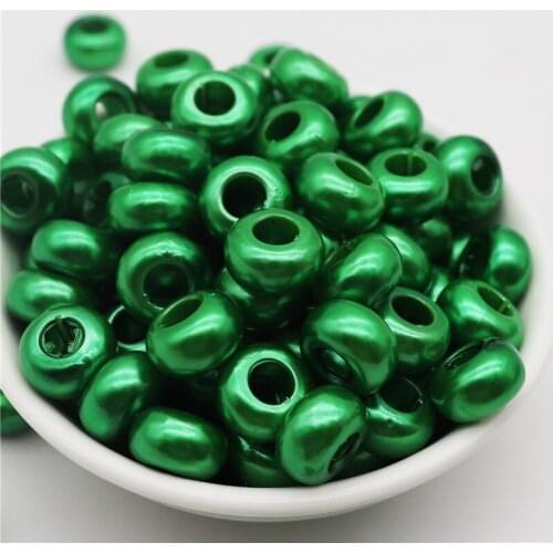 50pcs/Lot Round Big Hole European Beads Plastic Acrylic Bead Beads fit Pandora Bracelet Bangle Necklaces for Jewelry Making DIY