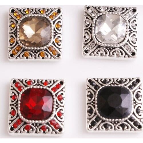 XH7762 Square crystal Metal 18mm Snap button DIY