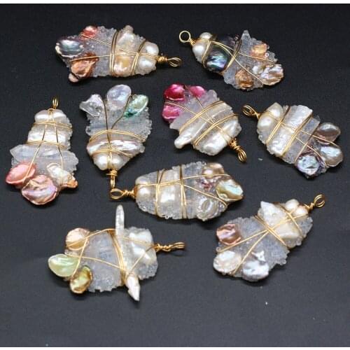 2021 Hot Selling Natural Freshwater Pearl Irregular Wound Gold Thread Pendant Making DIY Necklace Jewelry Decoration Gift Party