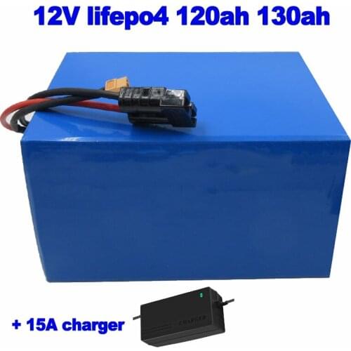 Lifepo4 12V 120ah 130ah lithium iron phosphate battery pack for AGV tricycle golf cart Telecom base solar energy + 15A charger