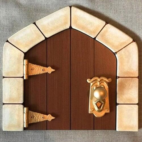 Mini Door Fairy Tale Scene Realistic Door Decor Wooden Party Supplies for Indoor Outdoor Home Courtyard Garden Decor PI669