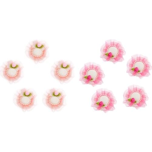 Dollhouse Miniature 10Pieces Doll Hat Cap with Flower Beads for Doll Clothes Decor Clothing Accessories Random Color Toy