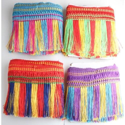 New 1Yard/lot 12.5CM Long Fringe Lace Trim Polyester Tassel Fringe Trimming Diy Latin Dress Stage Clothe Accessories Lace Ribbon