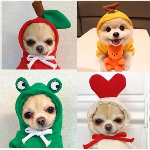 Pet Dog Clothes Winter Warm Shirt Puppy Cat Cute Fruit Hoodie Halloween Christmas Costumes Dog Small Dog Clothing French Bulldog