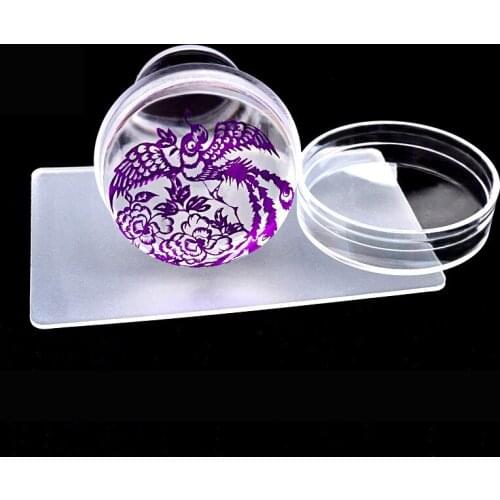 Wholesale Tranparent Silicone Nail Stamp with Cap 4cm Jelly Nail Stamping Polish Transfer Stamper Scraper Set Pattern 100pcs/lot