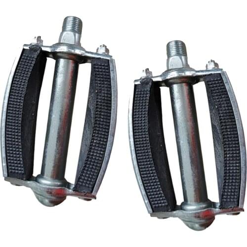 Classical Rubber Block Bicycle Pedals with Reflector 9/16' Steel Ball Bearing Bike Flat Pedal Repair Components