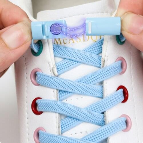 Weave Flat Shoelaces Lock No Tie Shoelace Quickly Put on and Take Off in 1 Second Lazy Laces Elasticity Magnetic Color Metal