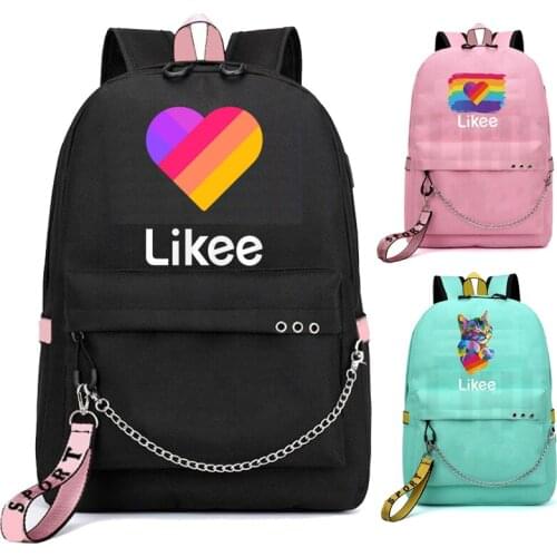 Like App Backpack Women Likee Travel Bag USB Charging School Bags Russian Zipper Bookbag for Boys and Girls Waterproof Backpack