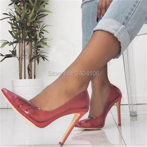 Zapatos Mujer Tacon Party Wedding Stiletto Transparent Shoes Woman Pointed Toe Perspex Sexy High Heels Jelly Shoes Clear Pumps