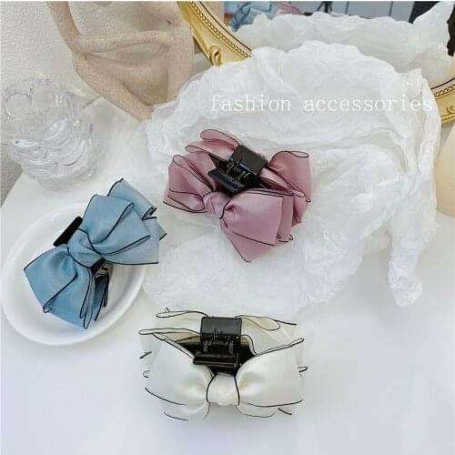 Autumn and winter new products bow tie clip female hair clip sweet girl curly hair clip shark clip female jewelry paw