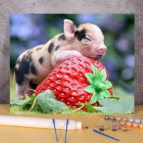 Animal Pig Paint By Numbers Complete Kit Acrylic Paints 50*70 Canvas Painting Decoration Crafts For Adults For Handicraft