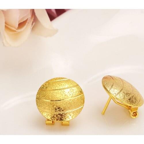 Gold Africa Girls lovely Round clip stud Earrings For Kids Children Aros women girlsboy jewelry african Christmas gift