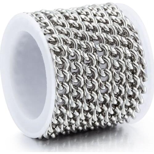 1M Width 6.3mm Stainless Steel Single Button Chain Round Grinding Chains Necklace For Jewelry Making Material Bracelet Supplies