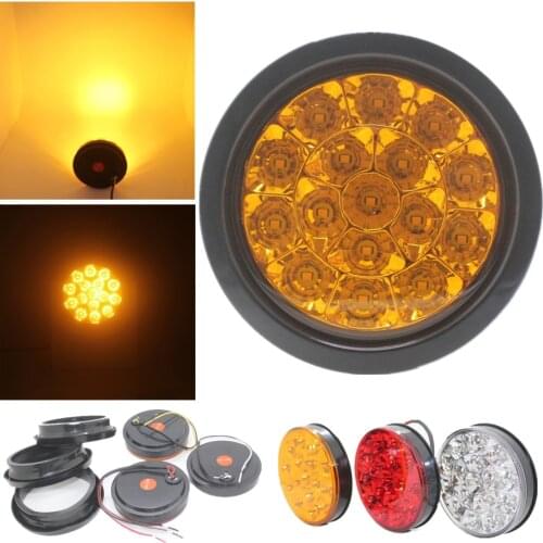 1PC 16LED Rear Tail Brake Stop Marker Light Indicator Car Truck Trailer 10-30V Round Reflector Red Yellow White