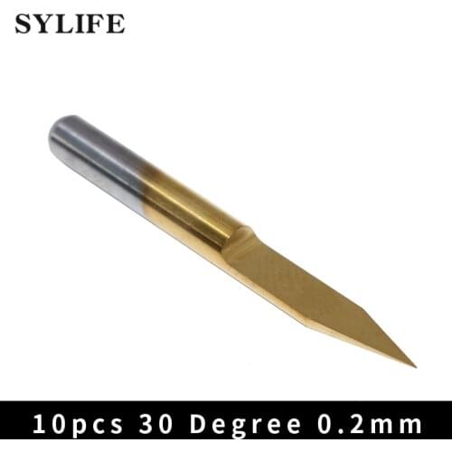 10pcs Titanium Coated Carbide 0.2mm PCB Engraving CNC Bits 30 Degree 1/8" Shank
