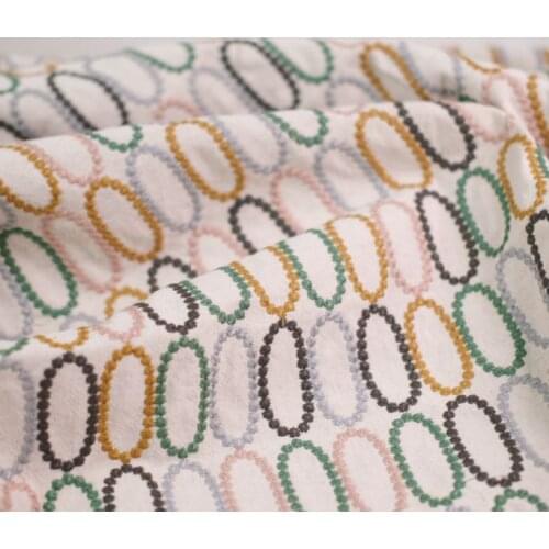50cm * 140cm/piece,Circle Embroidery,Linen Cloth,Clothing,Skirt,Tablecloth,Curtain,Doll,Decorative Fabric,DIY Handmade Material