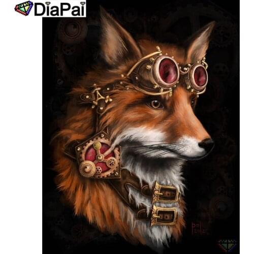 DIAPAI 5D DIY Diamond Painting 100% Full Square/Round Drill "Animal fox flower" Diamond Embroidery Cross Stitch 3D Decor A21761