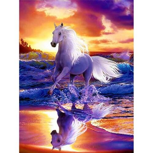 ARMYQZ 5D Diy Diamond Painting "Treading White Horse" Cross Stitch Diamond Embroidery Home Decor Gifts Scenery