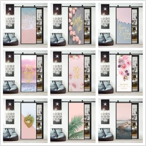 Pink Decoration Decal On The Door Girl Room Renovation Self Adhesive Vinyl Home Decor Door Sticker DIY Removable Art Door Poster