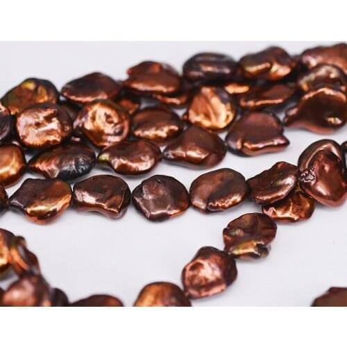 ICNWAY 15inch Natural Reborn Keshi Red Brown Petal Freshwater Pearl 15-16mm for Silver 925 Jewelry Making Necklace Bracelet