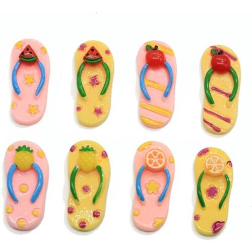 Kawaii Resin Fruit Slippers Charms Pendant Jewelry Flat Back Cabochon DIY Embellishments Accessory Party Decors