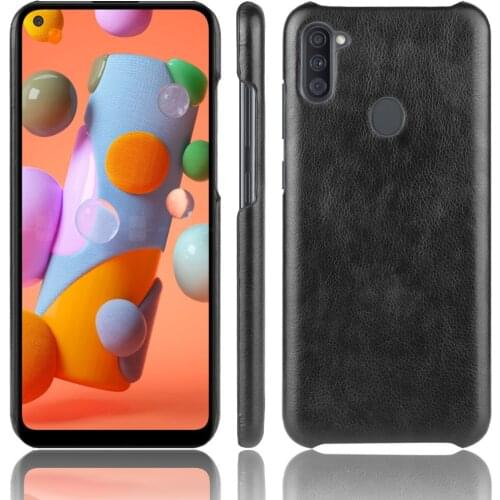 Fashion Litchi Skin PU Leather Hard Back Cover Samsung Galaxy M11 Case For Samsung M11 M 11 SamsungM11 Protective Phone Bag