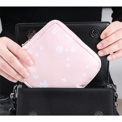 Fashion women girl sanitary pad bag napkin towel storage bag credit card holder coin purse cosmetic earphone box sanitary bag