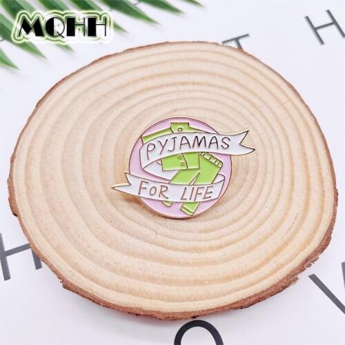 Cartoon Cute Round Flower Enamel Pins Gold Letter Green Clothes Brooch Alloy Badge Clothes Bag Accessories Woman Jewelry Gift