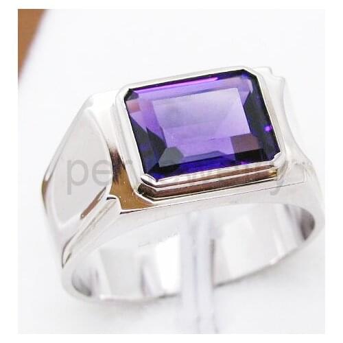 Men ring Amethyst ring Natural real amethyst 925 sterling silver 4.2ct gem Gem size 9*11mm Fine purple crystal #CY16121509