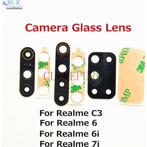 10pcs/Lot New Rear Back Camera Glass Lens with Sticker Replacement Parts for Oppo Realme 6 6i 7i C3 C15