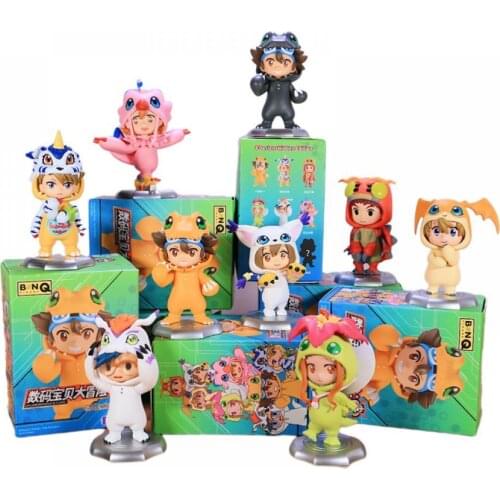 Original Bandai Digimon Adventure Q Version Doll Clothing Series Anime Action Figures Assemble Pvc Model Toy for Child