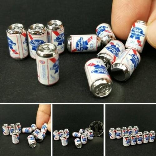 10Pcs/Set Beer Cans 1/12 Dollhouse Miniature Scene Cans Model Beer Kid Toys