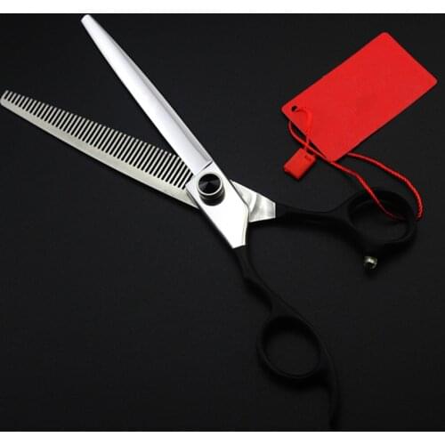 Professional Left handed Japan 440c black 7 '' pet dog grooming hair scissors pet Thinning shears Barber Hairdressing Scissors