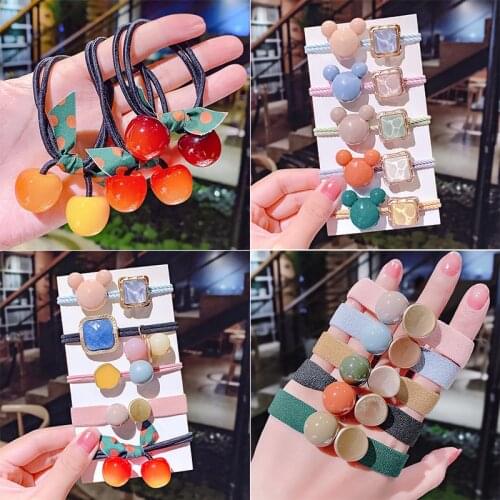 Fashion Geometric Elastic Hair Bands Scrunchy Women Nylon Rubber Gum Rope Band Girl Ponytail Holder Headdress Hair Accessories
