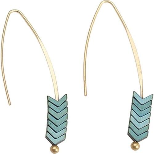 New brand Natural Stone Simple dangle Earings Zinc Alloy Geometric Arrow Earings Fashion Jewelry Bohemian Earrings for Women