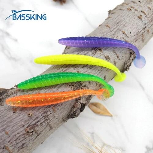 BASSKING 7.5cm/1.5g 9cm/2.4g 10cm/3.5g 20 Colors Silicone Fishing Lures T Tail Soft Baits For Saltwater Freshwater Worm