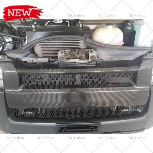 TRD STYLE FRP BUMPER GRILLS FOR HIACE 200 2014-2018 CARBON FIBER GLASS FRONT GRILL TRIM BODY KIT TUNING PART FOR HIACE RACING
