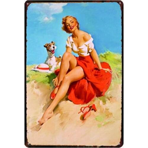 Pin UP Girl Vintage Tin Signs Beauty Metal Plate Wall Pub Shop Restaurant Home Retro Art Decor Metal Poster Cuadros DU-1964