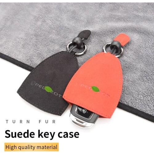 Suede Imprint Peugeot Logo Key Case Key Cover for Peugeot 207 208 307 308 407 807 306 107 607 408 206 406 2008 3008 4008 5008