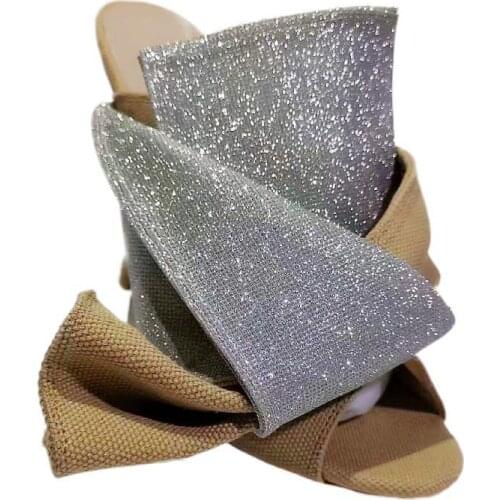 2021 Summer Slippers Women Super High Heels Sandals Color Matching Beige Coarse Cloth Fashion Catwalk Fish Mouth Slipper Pumps
